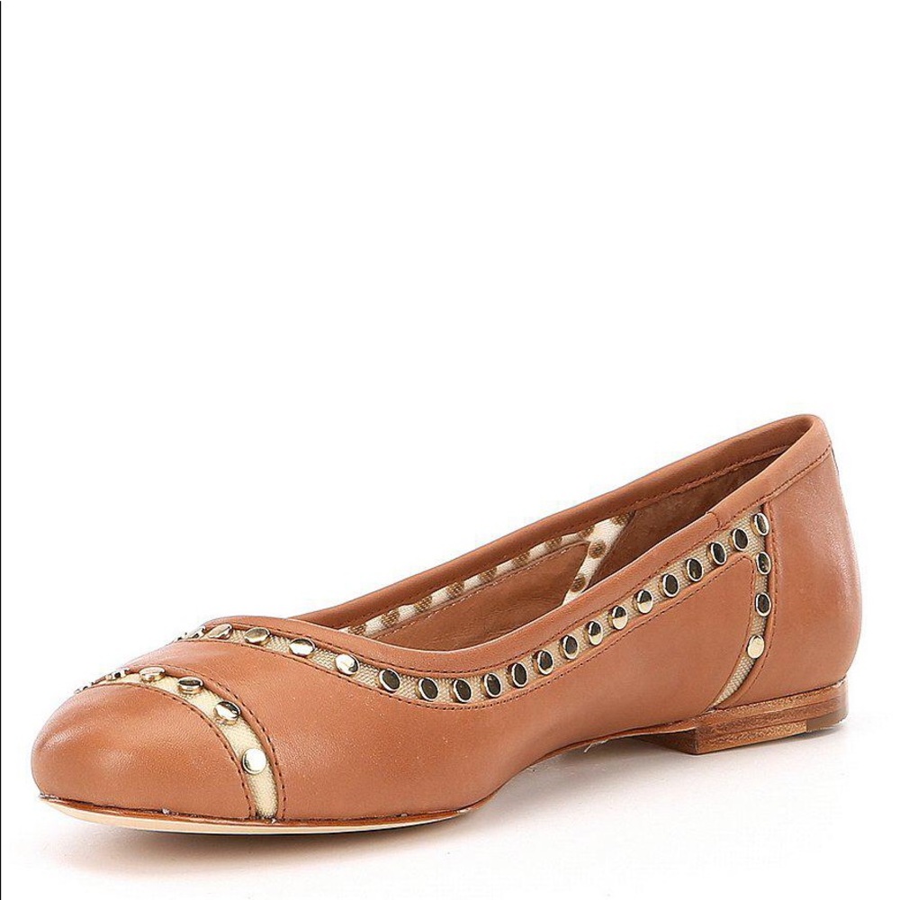 Genuine Leather Gold Studded Flats